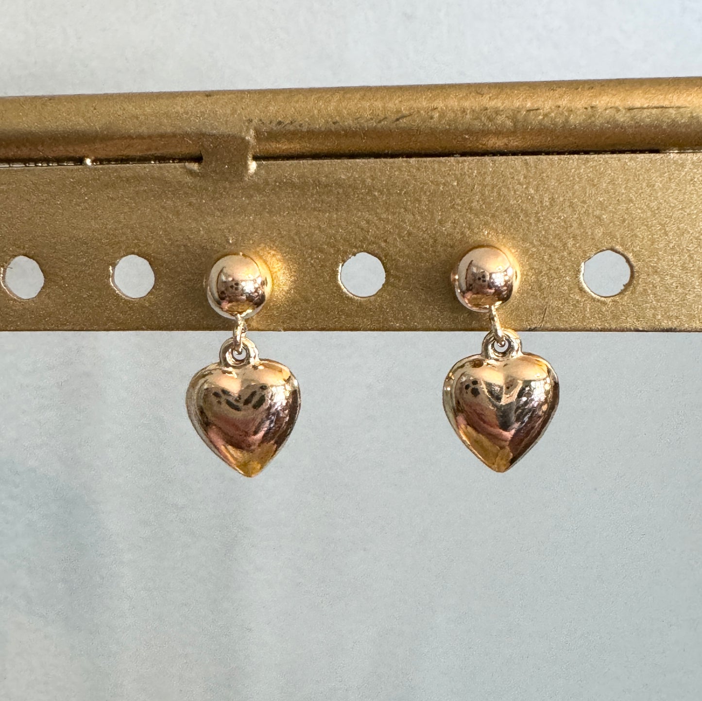 Gold-filled Post Earrings with Puffy Heart