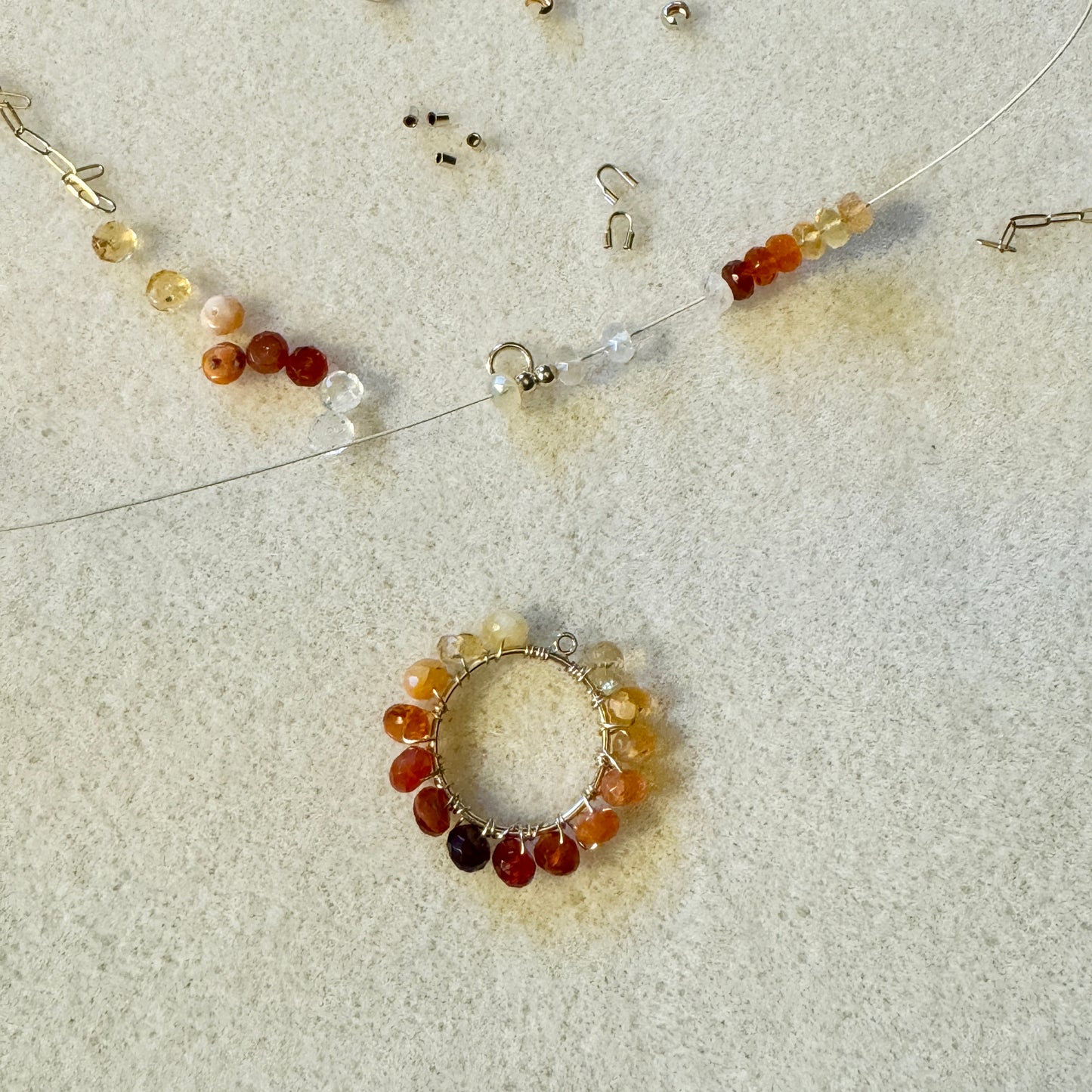 Fire Opal Hand-wrapped Necklace