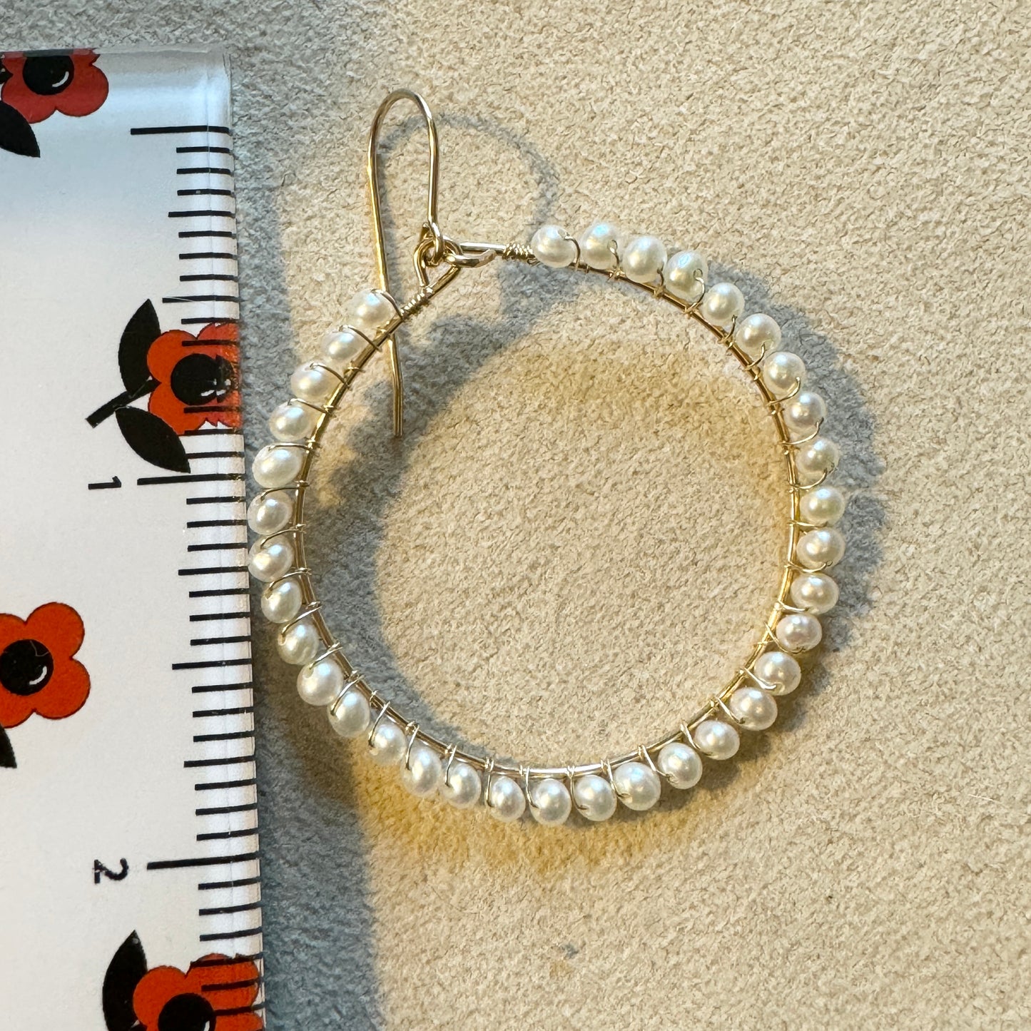 Gold-filled Wire-wrapped Pearl Hoops