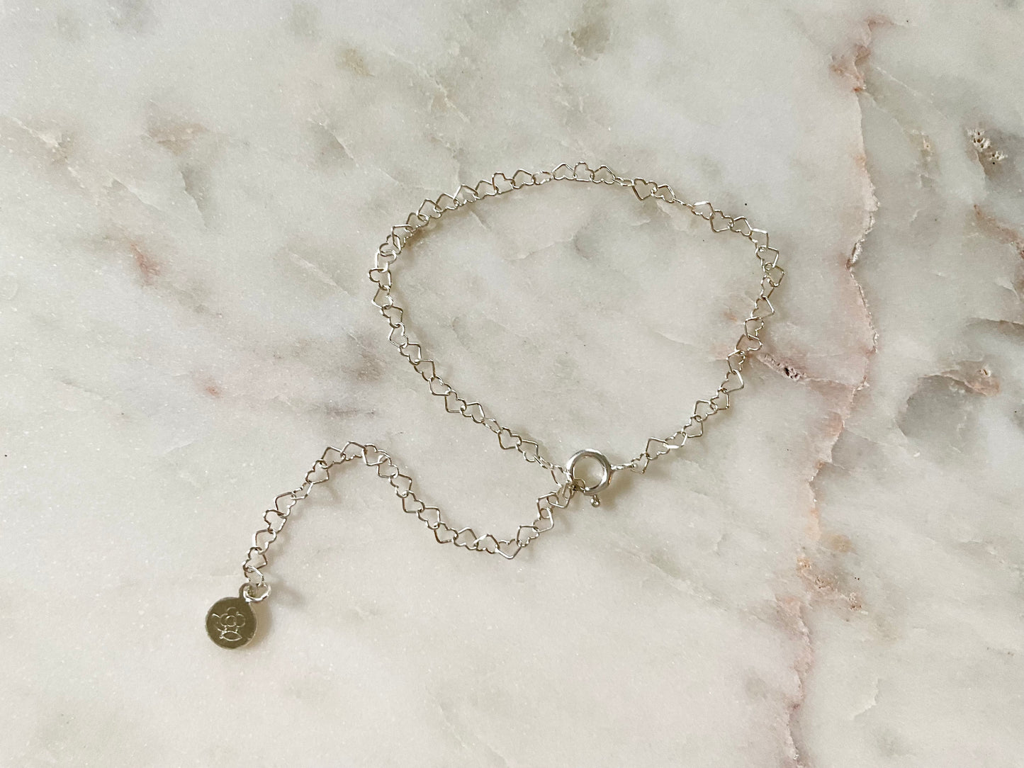 Sterling Silver Heart Chain Anklet