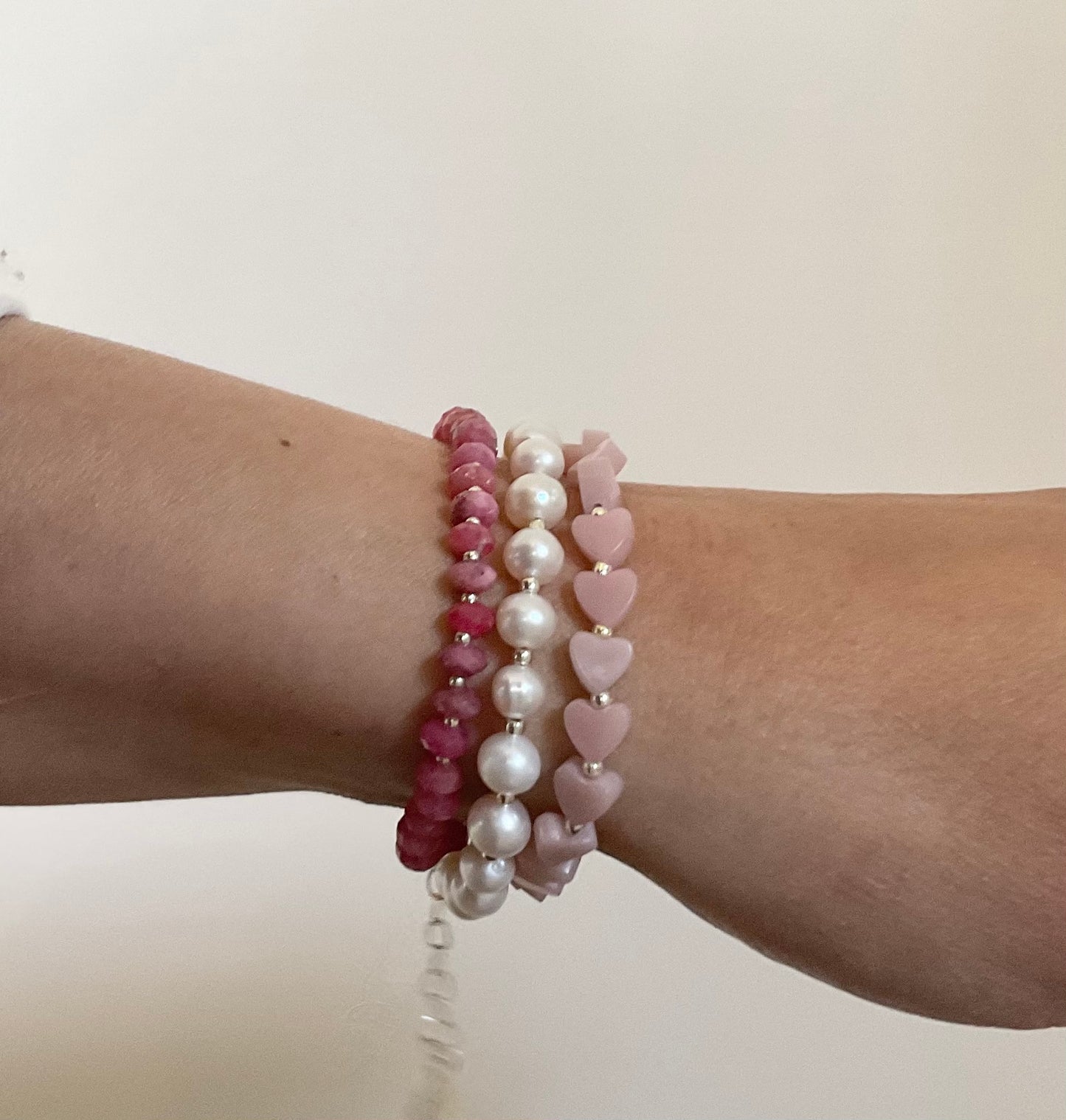 Norwegian Pink Thulite/Natural Opal/Akoya Pearl Wrap Bracelet