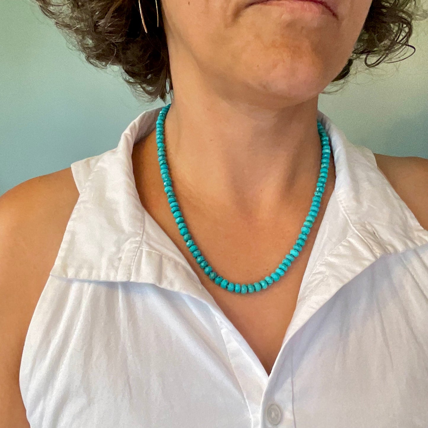 Hand-knotted Turquoise Necklace Sterling Silver Clasp