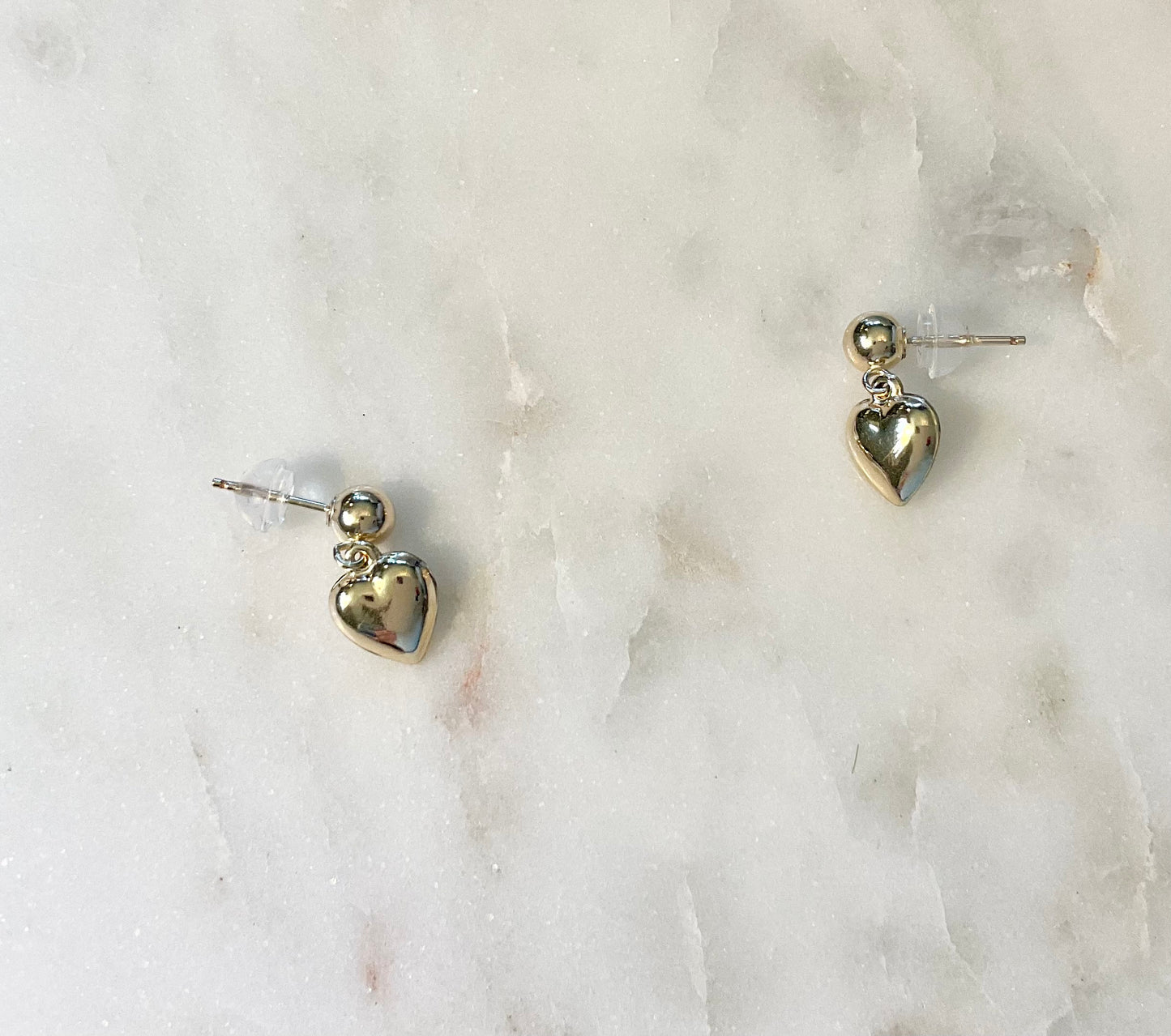 Gold-filled Post Earrings with Puffy Heart