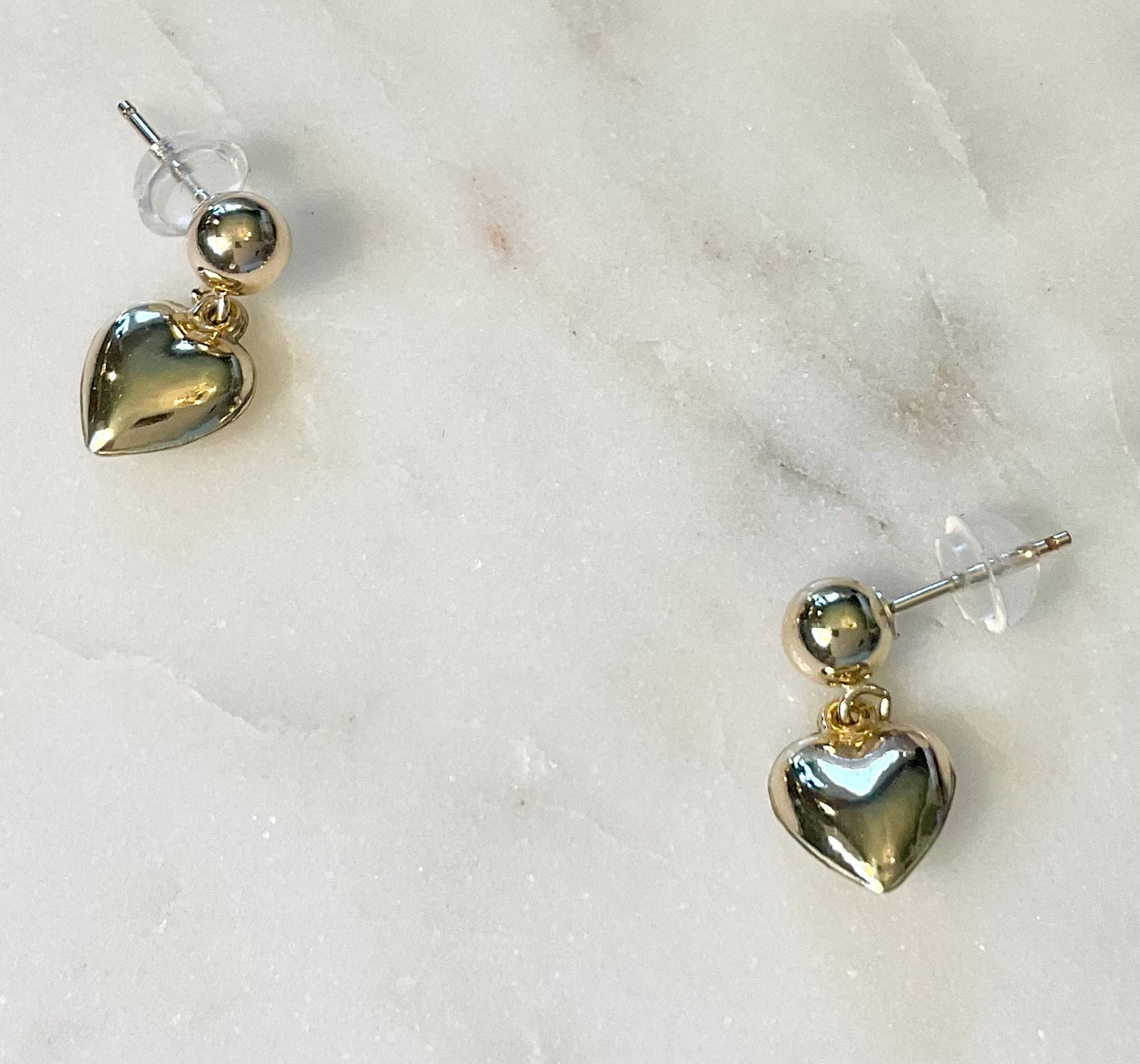 Gold-filled Post Earrings with Puffy Heart