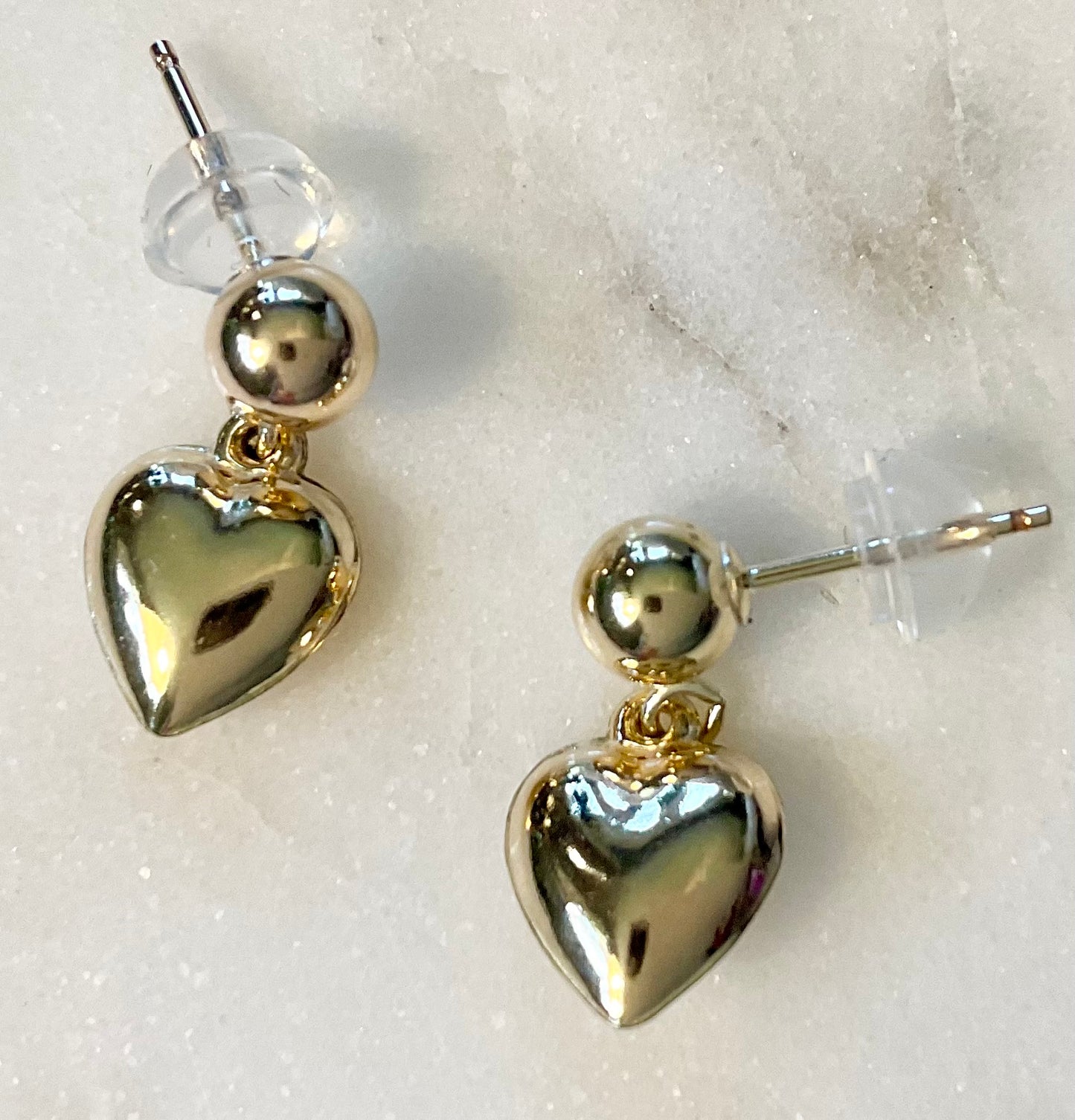 Gold-filled Post Earrings with Puffy Heart