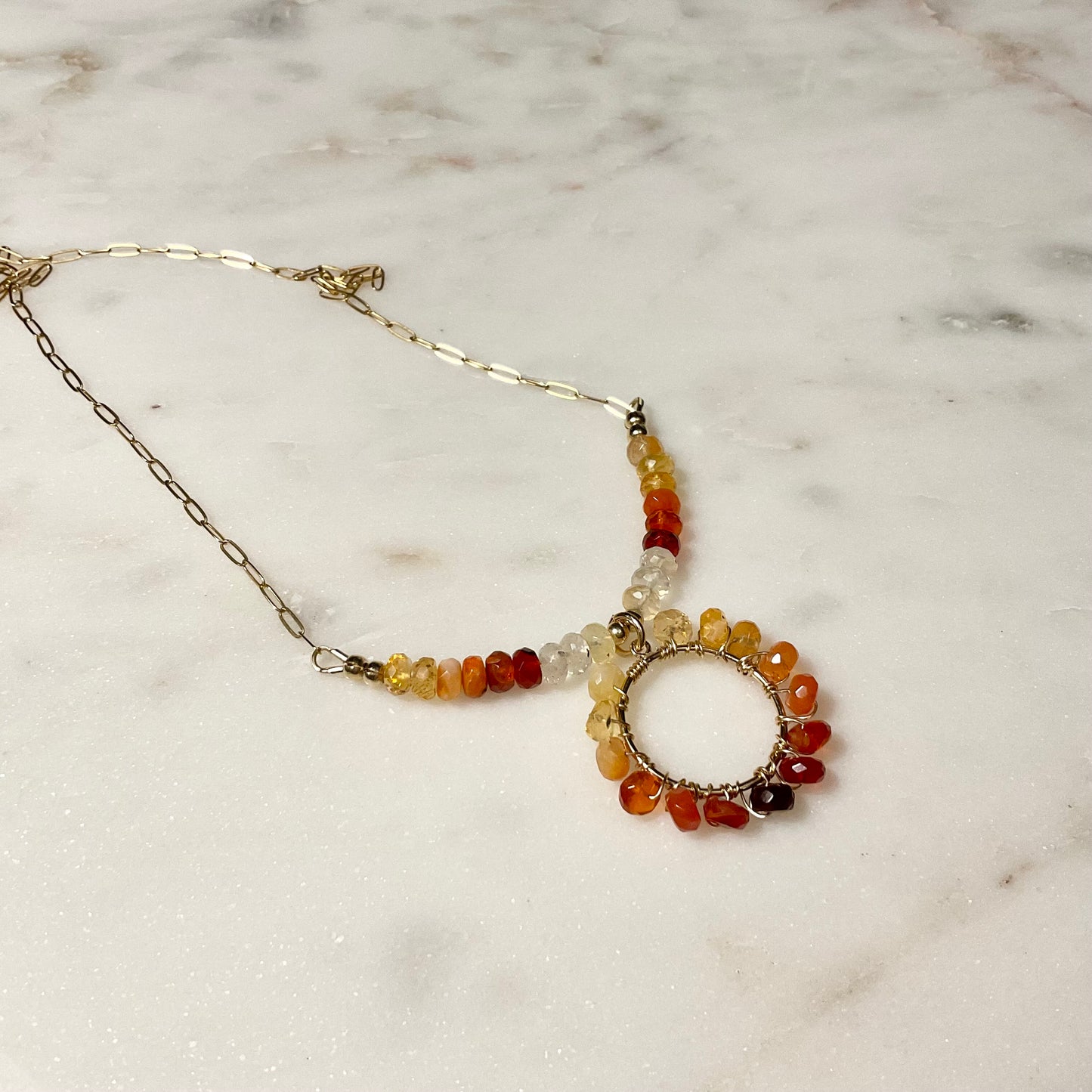 Fire Opal Hand-wrapped Necklace