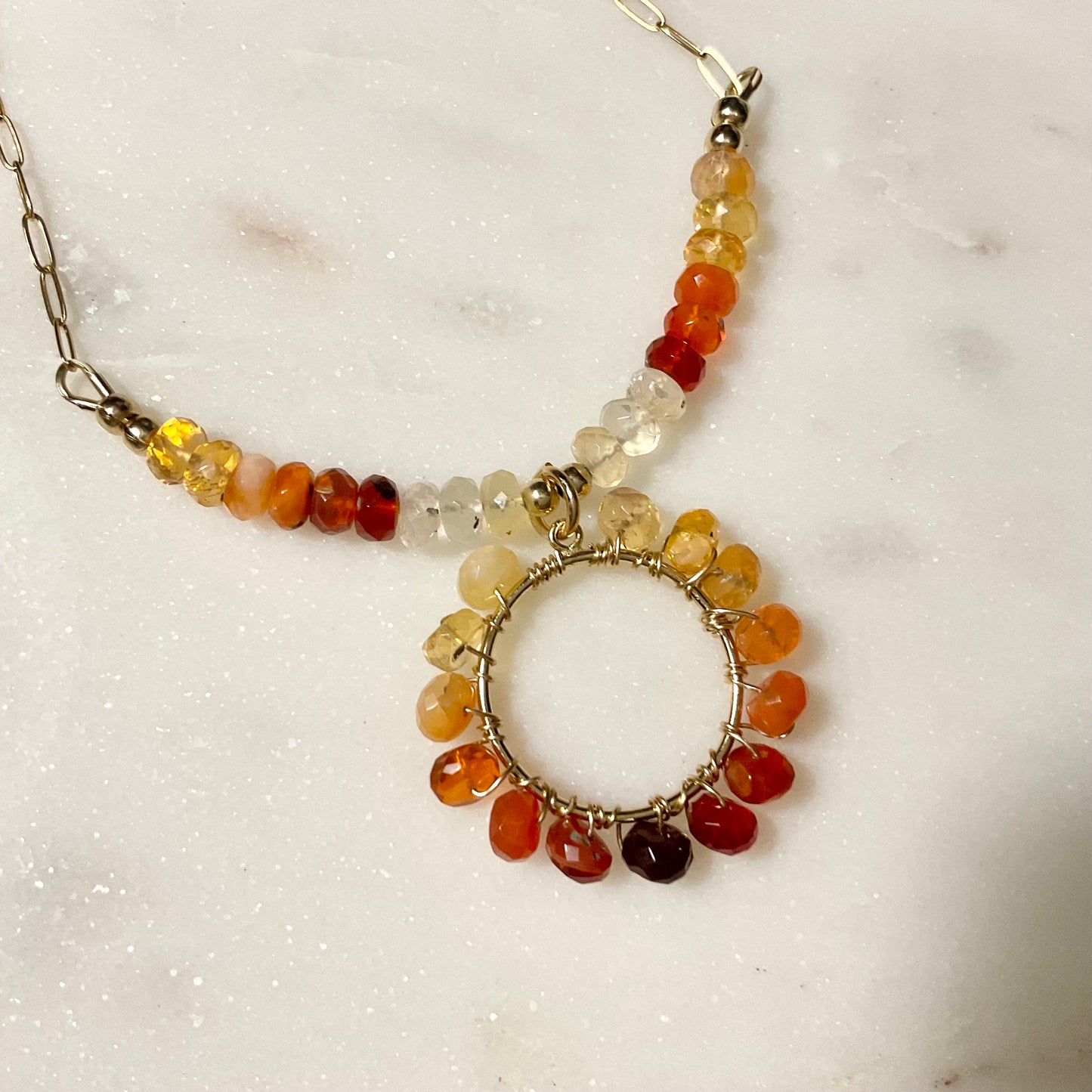 Fire Opal Hand-wrapped Necklace