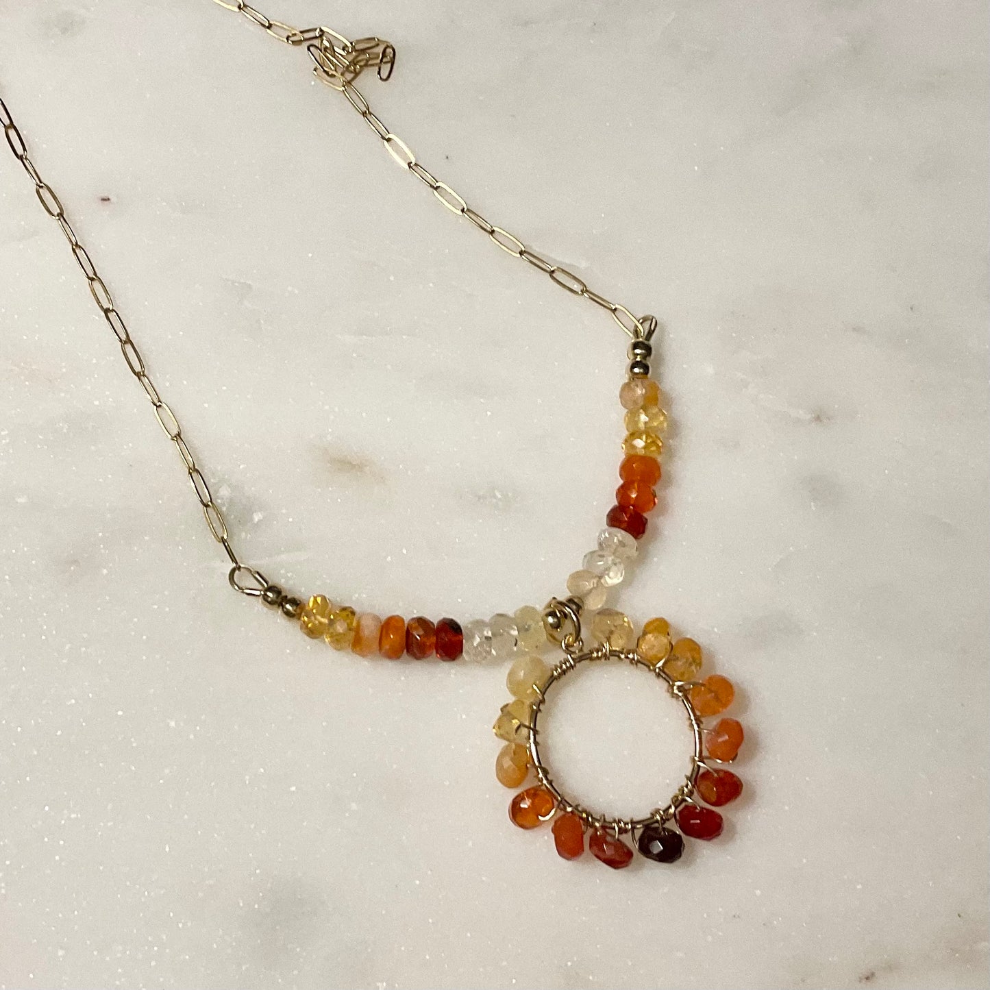 Fire Opal Hand-wrapped Necklace