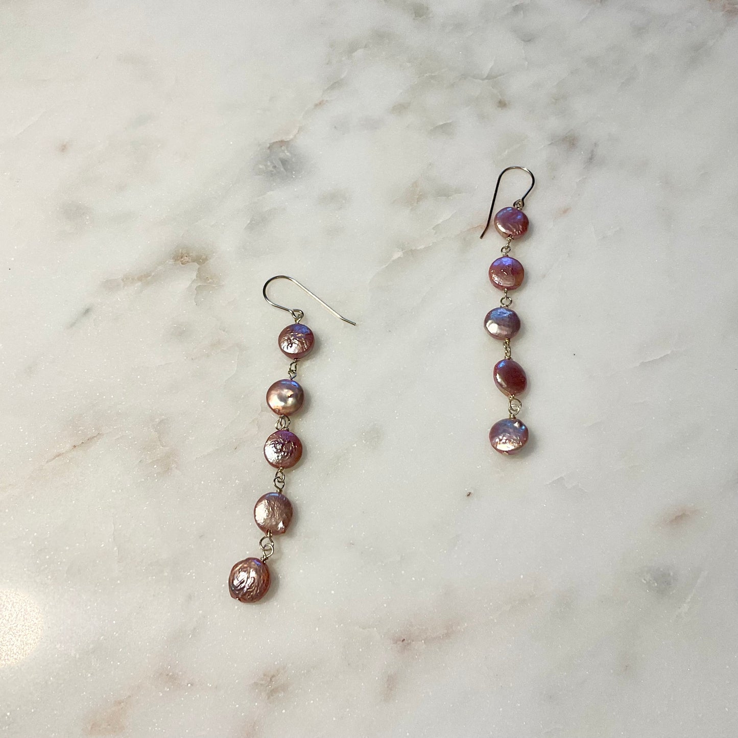 Rose Gold Pearl Drop Earrings