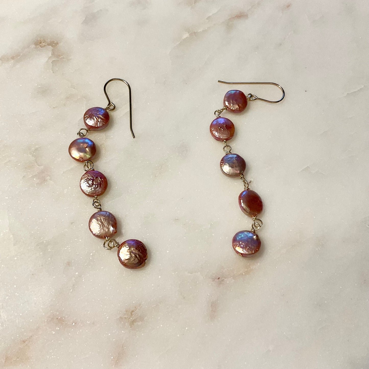 Rose Gold Pearl Drop Earrings