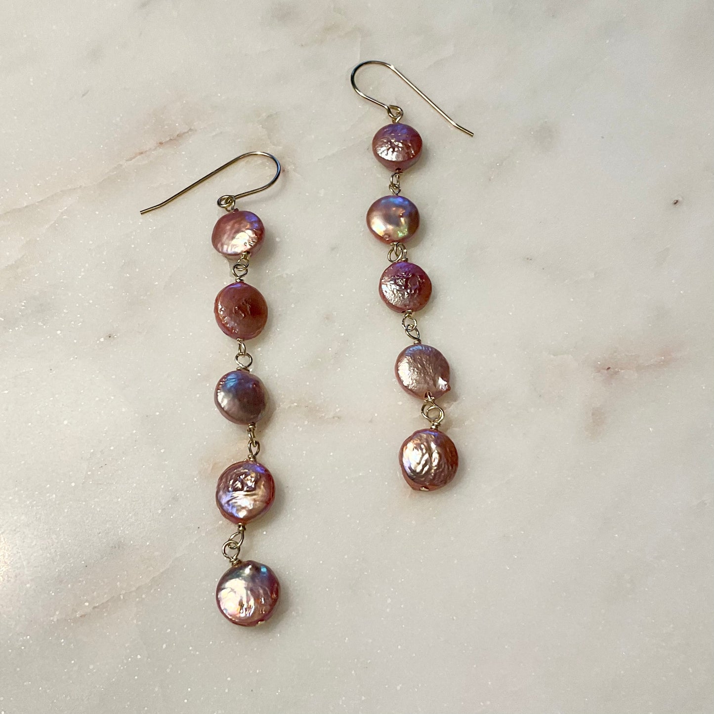 Rose Gold Pearl Drop Earrings