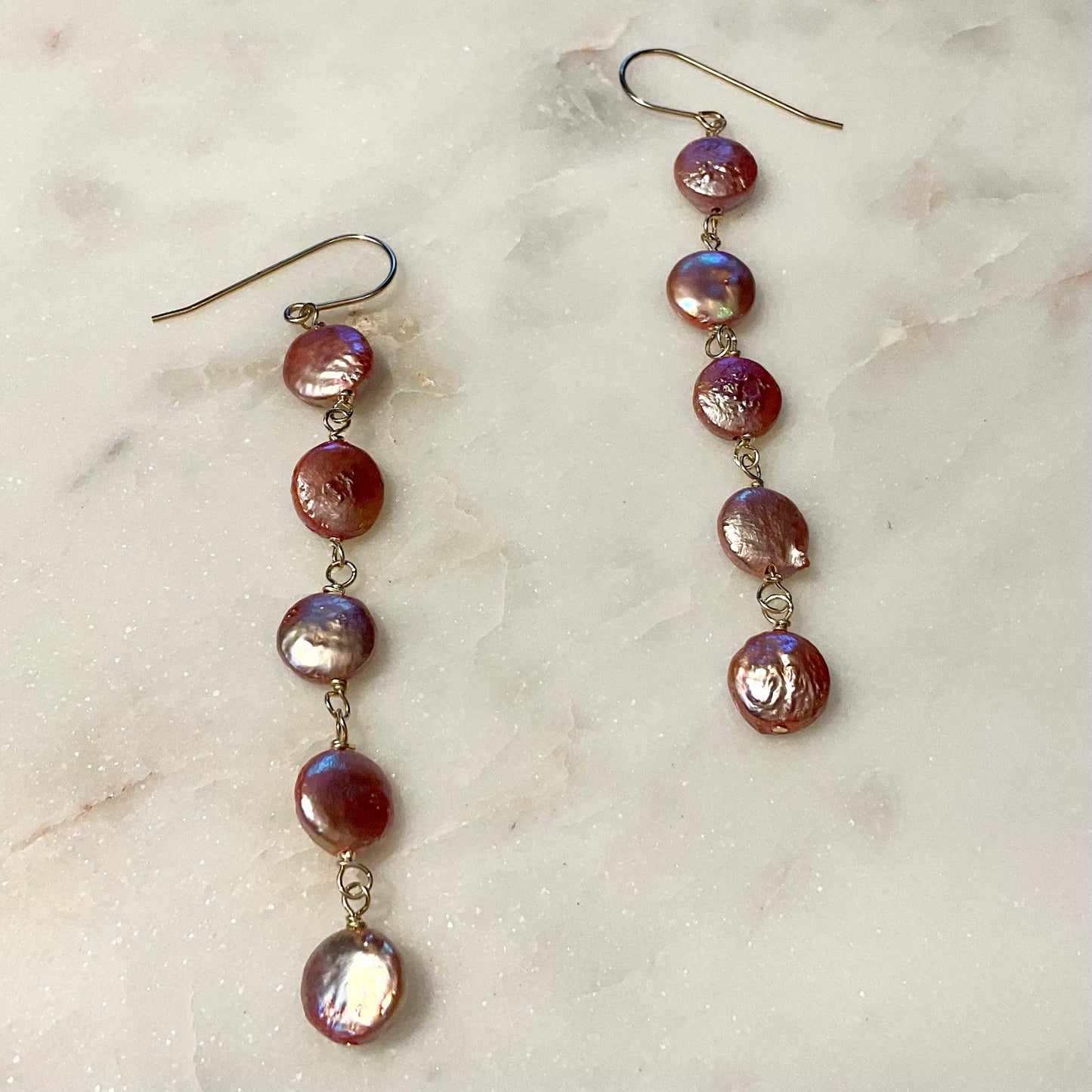 Rose Gold Pearl Drop Earrings