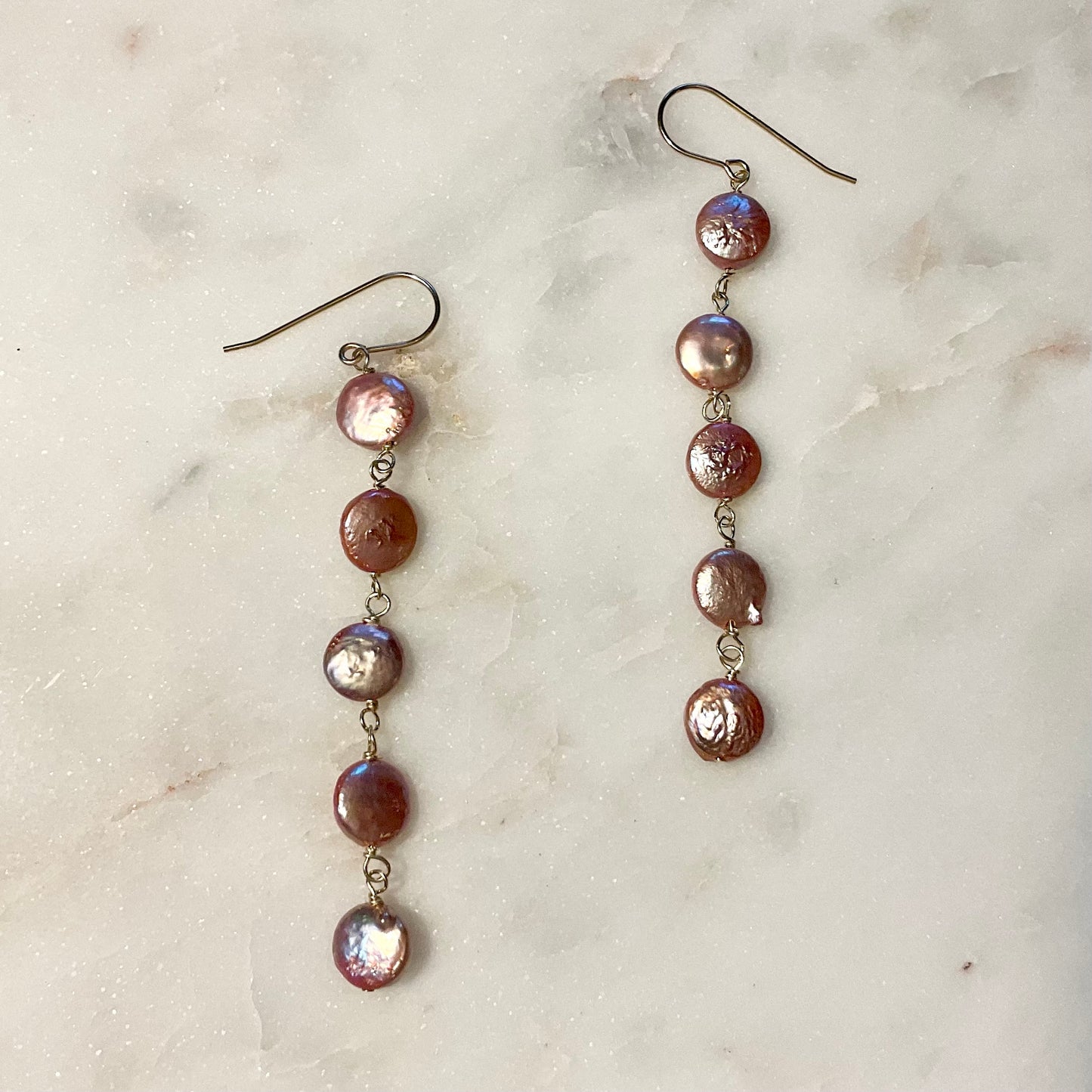 Rose Gold Pearl Drop Earrings