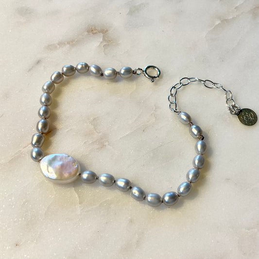 Silver Sheen Pearl Bracelet