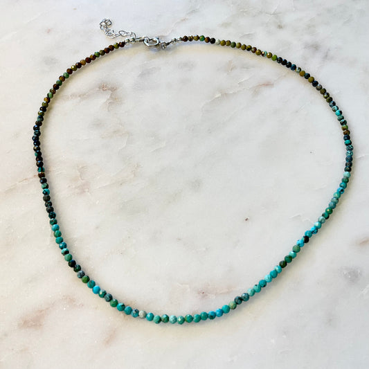 Tiny Faceted Turquoise Necklace